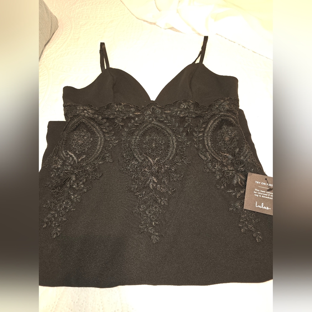 Lulu's Black Embroidered Mesh Lace Bodycon Dress Can't Deny It Size XL NWT - Picture 7 of 16